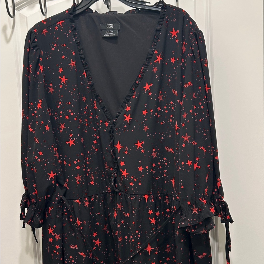 CCX Black Dress with Red Star Pattern